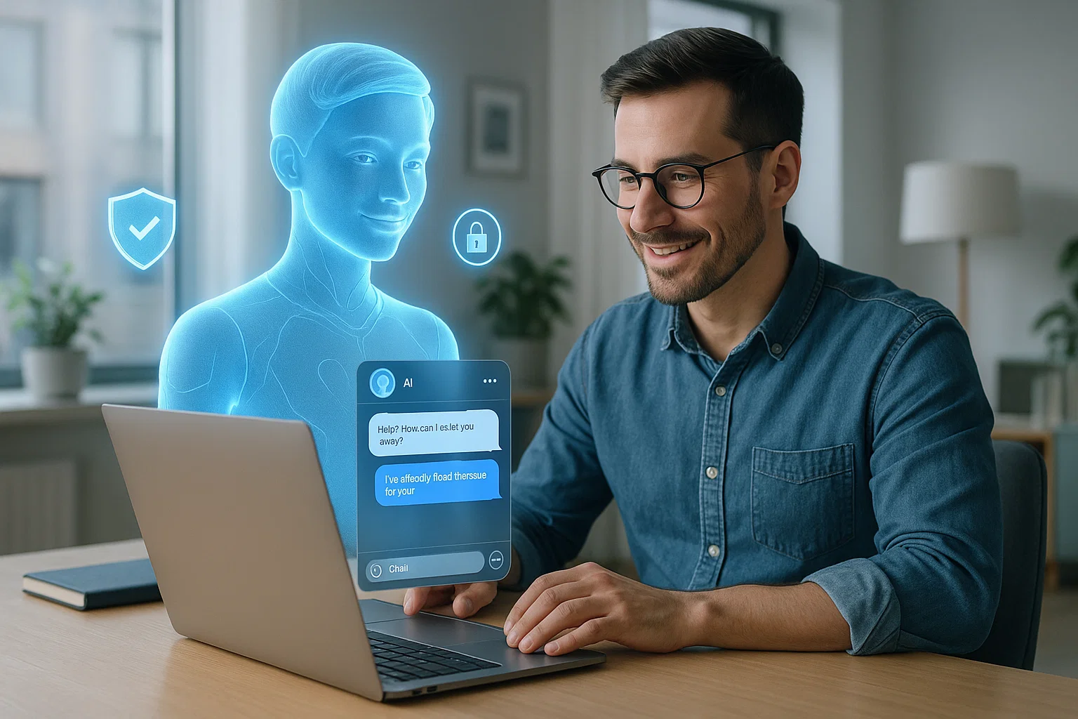 Illustration of AI customer support copilot interacting with user and logging actions