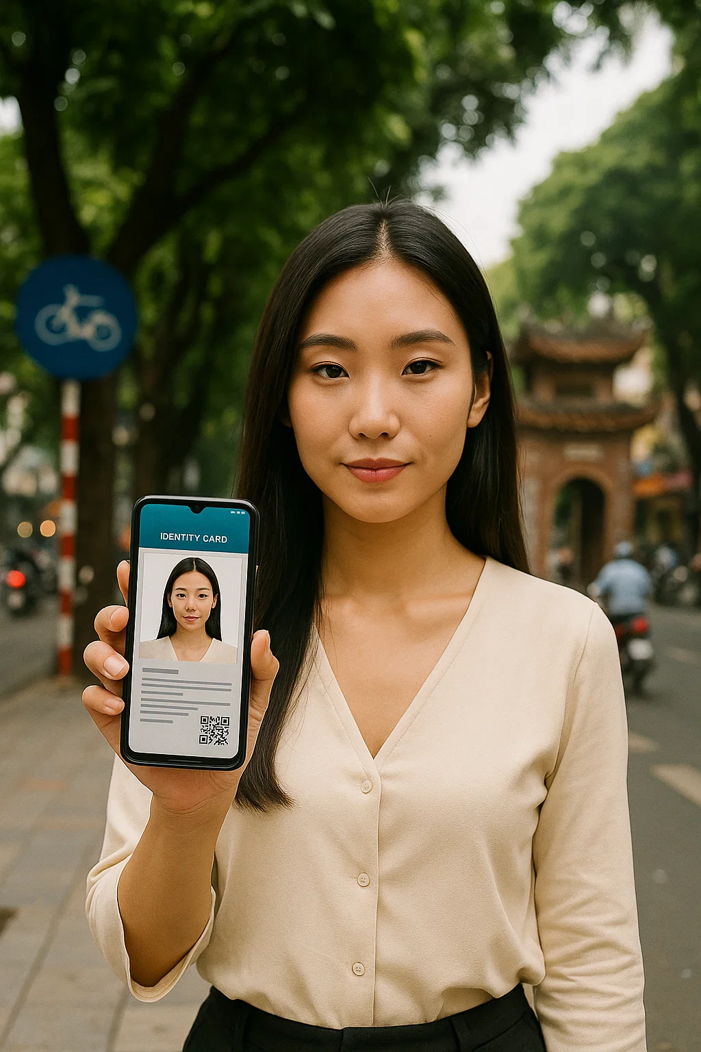 Citizen using mobile app to enroll ID card via NFC and biometric verification