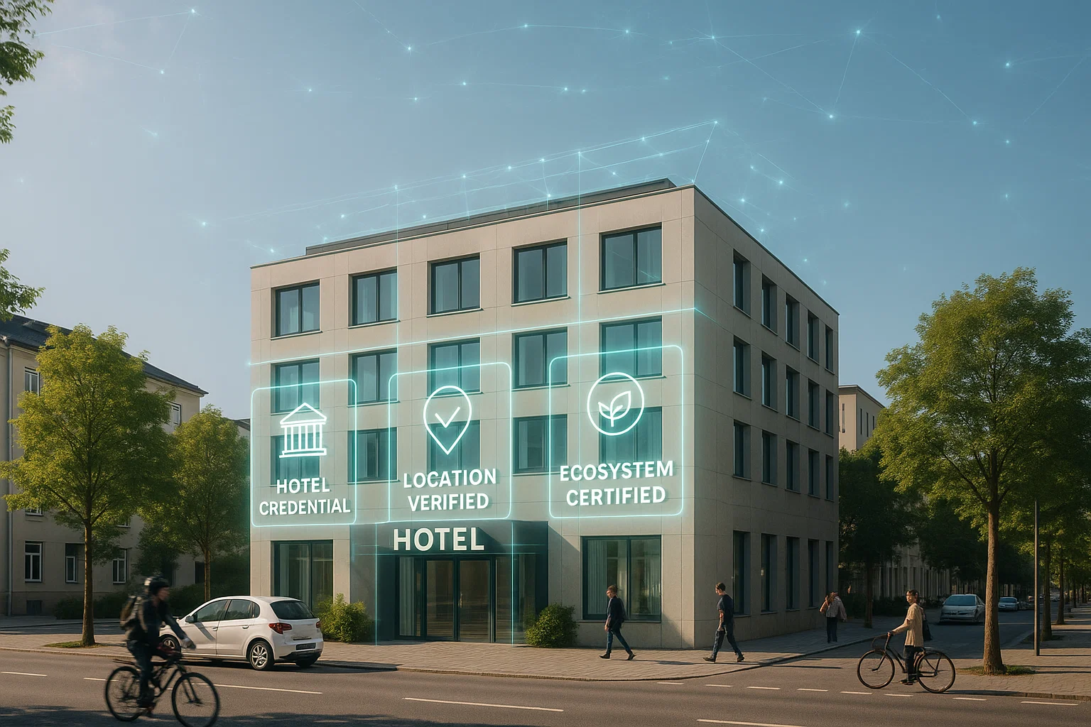 Modern hotel front desk leveraging verifiable credentials for guest check-in